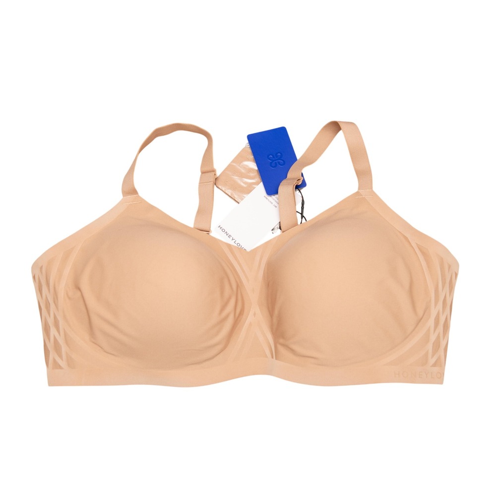 Honeylove Crossover Bra 3X Beige Nude Wireless Support Shapewear Minimalist Plus